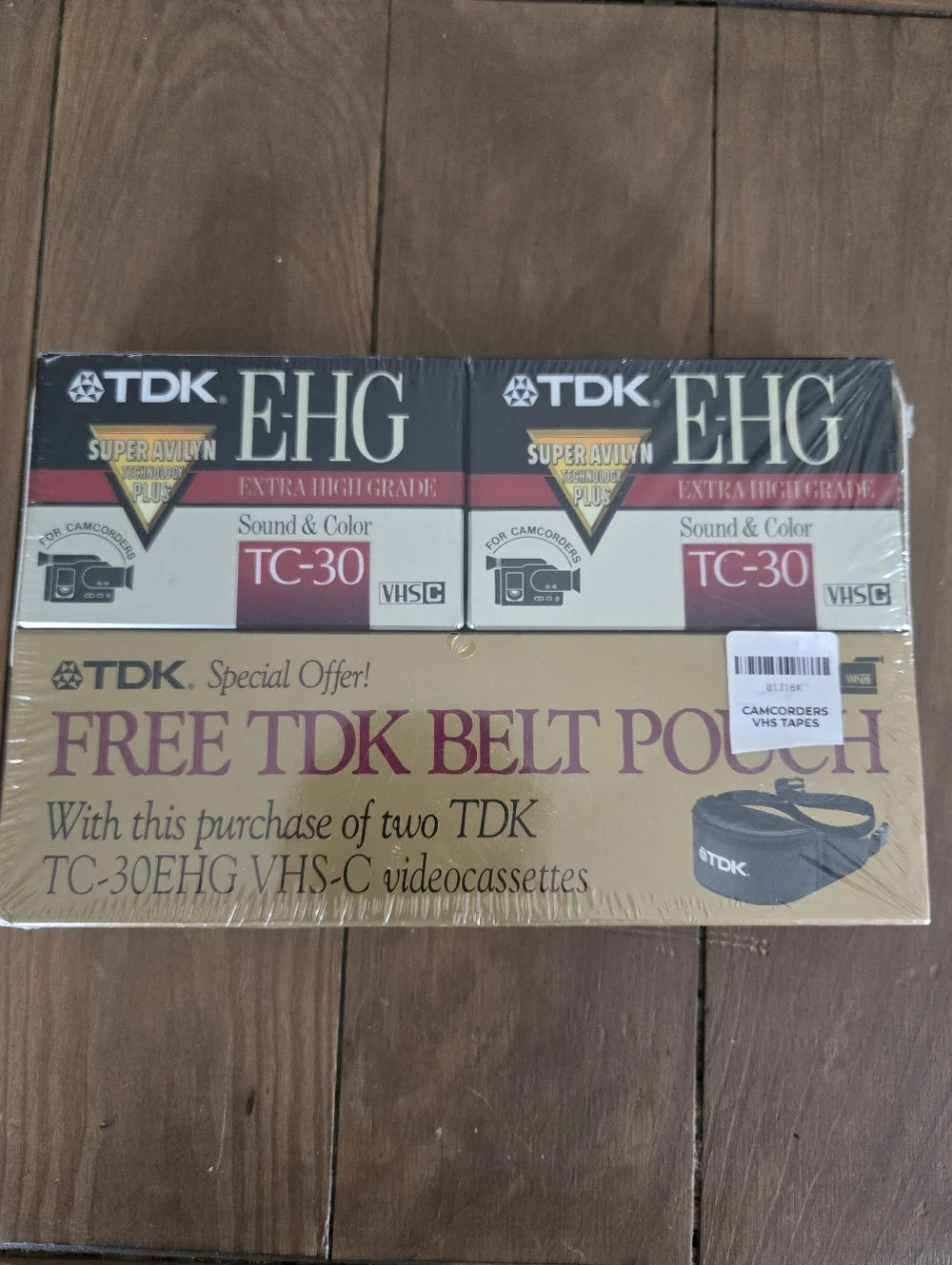 Sealed Collectible TDK VHS-C E-HG TC-30 Camcorder Videotape Set With Belt
